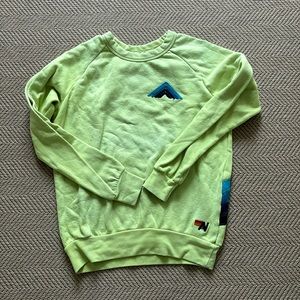 Aviator Nation Yellow Crew Sweatshirt w Blue Mountain Stripe Sz XS